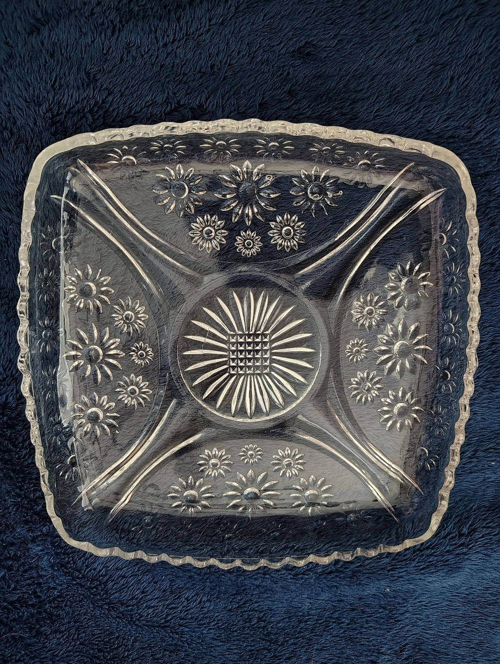 Vintage Clear Glass Square Dish